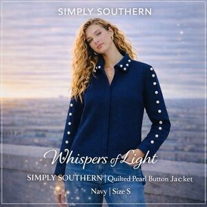 ✨ NWT Simply Southern Quilted Pearl Button Jacket – Navy | Size S ✨